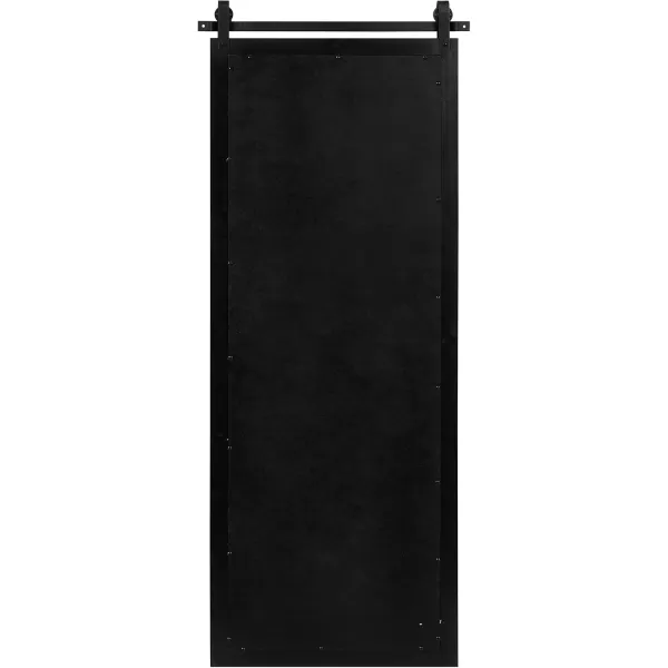 Kate and Laurel Cates Rustic Wall Mirror 22quot x 30quot Coastal White Farmhouse Barn DoorInspired Wall DecorBlack
