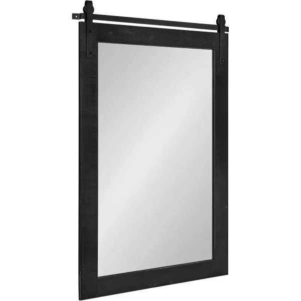 Kate and Laurel Cates Rustic Wall Mirror 22quot x 30quot Coastal White Farmhouse Barn DoorInspired Wall DecorBlack