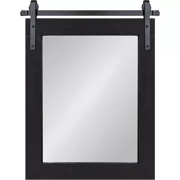 Kate and Laurel Cates Rustic Wall Mirror 22quot x 30quot Coastal White Farmhouse Barn DoorInspired Wall DecorBlack