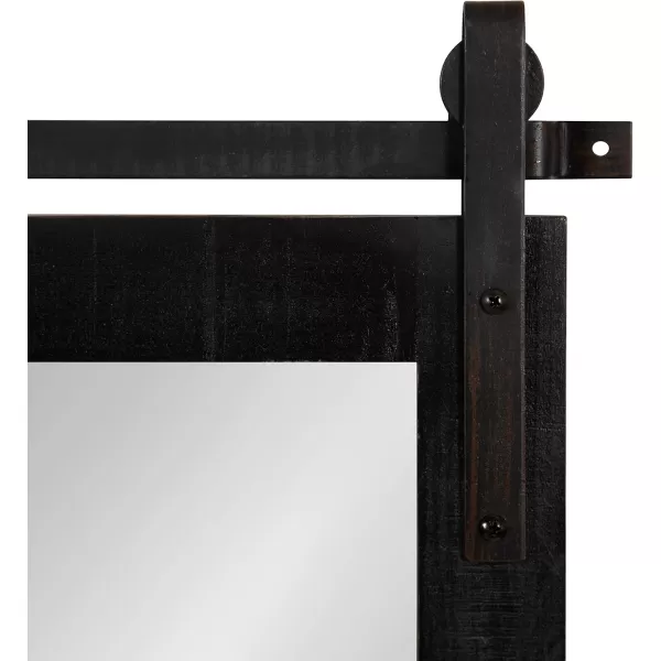 Kate and Laurel Cates Rustic Wall Mirror 22quot x 30quot Coastal White Farmhouse Barn DoorInspired Wall DecorBlack