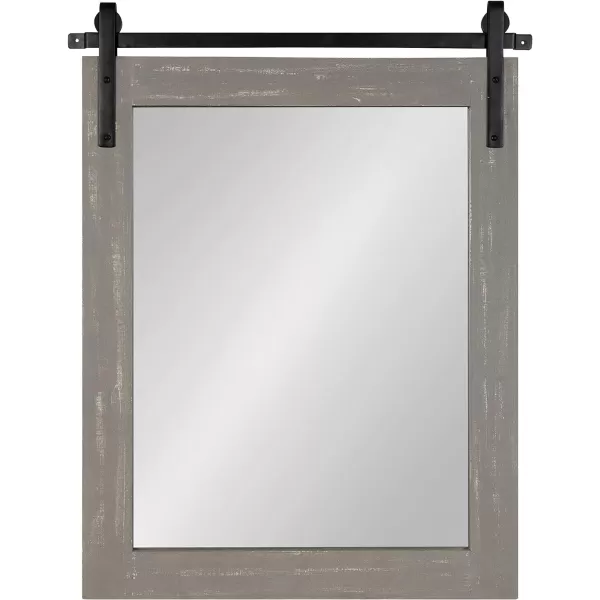 Kate and Laurel Cates Rustic Wall Mirror 22quot x 30quot Coastal White Farmhouse Barn DoorInspired Wall DecorGrey