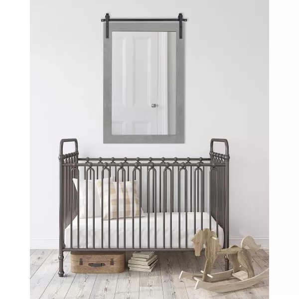 Kate and Laurel Cates Rustic Wall Mirror 22quot x 30quot Coastal White Farmhouse Barn DoorInspired Wall DecorGrey