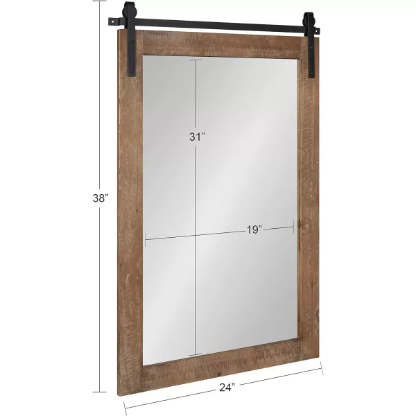 Kate and Laurel Cates Rustic Wall Mirror 22quot x 30quot Coastal White Farmhouse Barn DoorInspired Wall DecorRustic Brown
