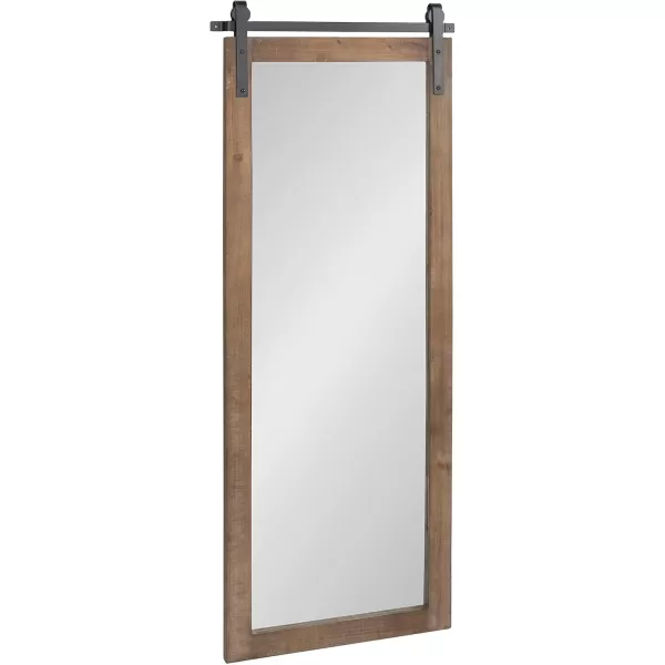 Kate and Laurel Cates Rustic Wall Mirror 22quot x 30quot Coastal White Farmhouse Barn DoorInspired Wall DecorRustic Brown