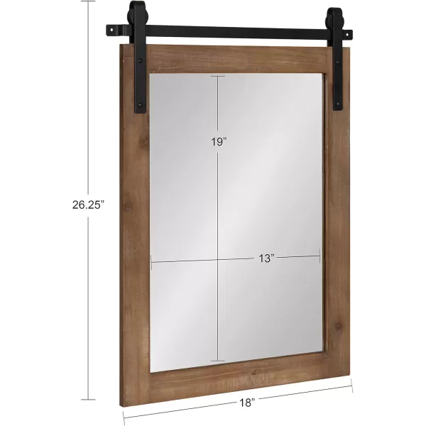 Kate and Laurel Cates Rustic Wall Mirror 22quot x 30quot Coastal White Farmhouse Barn DoorInspired Wall DecorRustic Brown