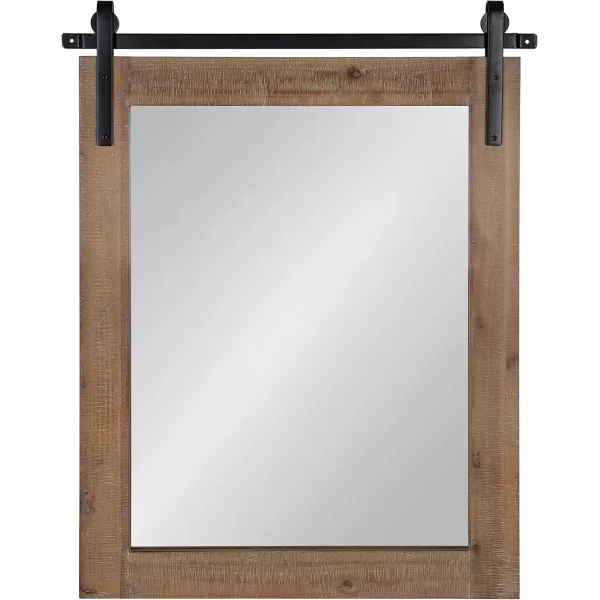 Kate and Laurel Cates Rustic Wall Mirror 22quot x 30quot Coastal White Farmhouse Barn DoorInspired Wall DecorRustic Brown