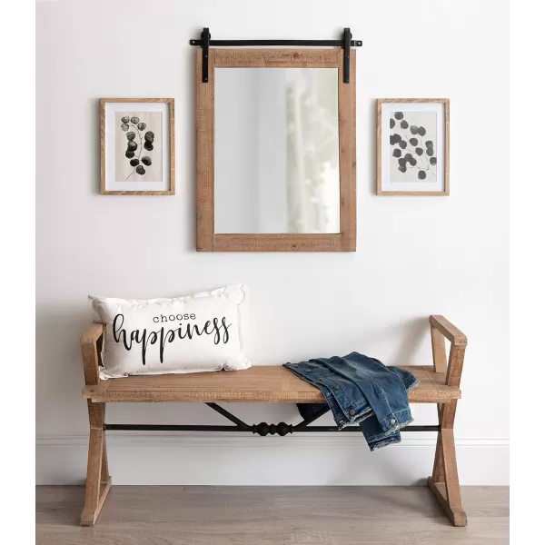 Kate and Laurel Cates Rustic Wall Mirror 22quot x 30quot Coastal White Farmhouse Barn DoorInspired Wall DecorRustic Brown