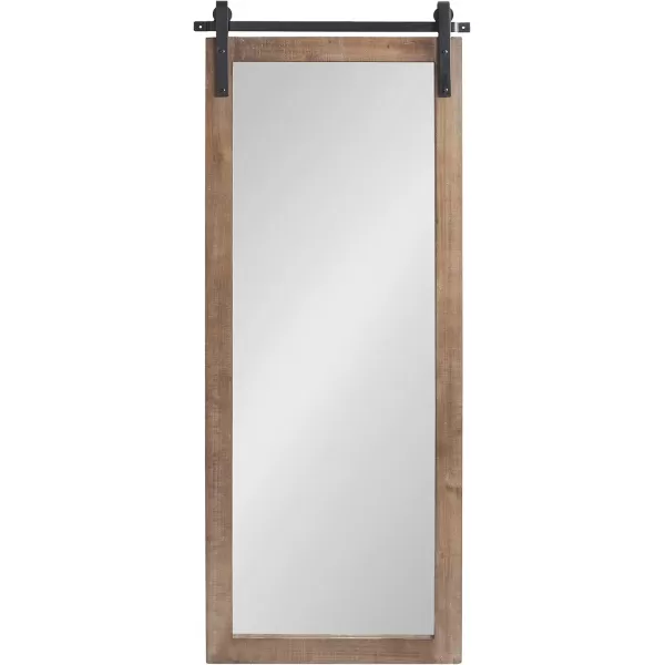 Kate and Laurel Cates Rustic Wall Mirror 22quot x 30quot Coastal White Farmhouse Barn DoorInspired Wall DecorRustic Brown