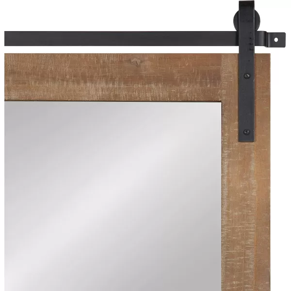 Kate and Laurel Cates Rustic Wall Mirror 22quot x 30quot Coastal White Farmhouse Barn DoorInspired Wall DecorRustic Brown