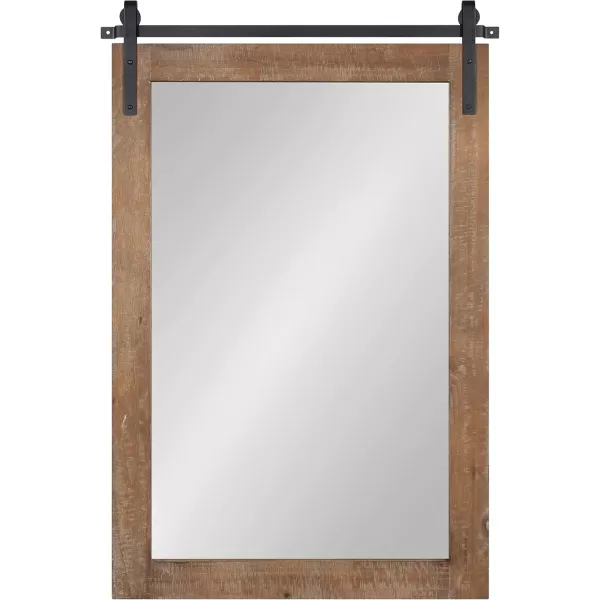 Kate and Laurel Cates Rustic Wall Mirror 22quot x 30quot Coastal White Farmhouse Barn DoorInspired Wall DecorRustic Brown