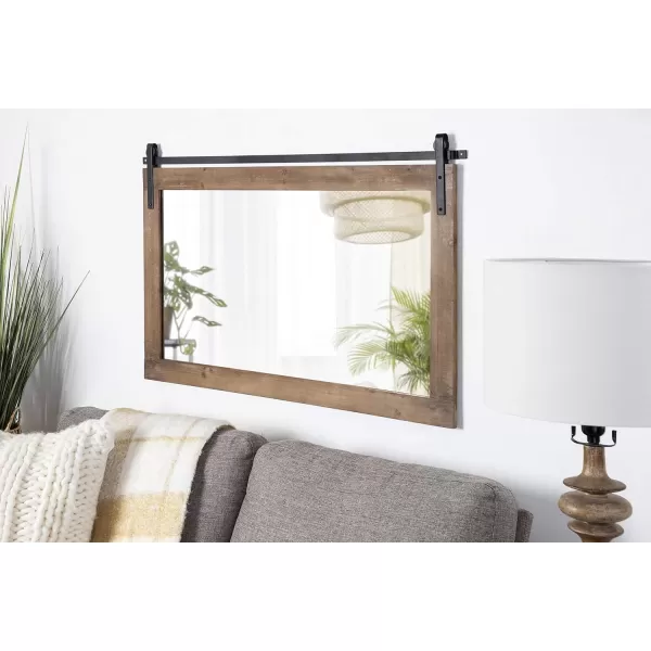 Kate and Laurel Cates Rustic Wall Mirror 22quot x 30quot Coastal White Farmhouse Barn DoorInspired Wall DecorRustic Brown