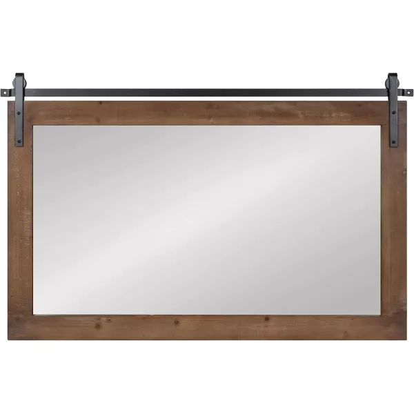 Kate and Laurel Cates Rustic Wall Mirror 22quot x 30quot Coastal White Farmhouse Barn DoorInspired Wall DecorRustic Brown