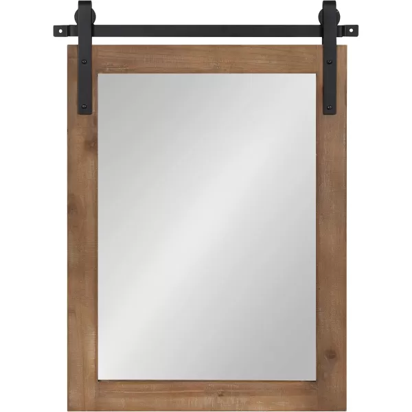 Kate and Laurel Cates Rustic Wall Mirror 22quot x 30quot Coastal White Farmhouse Barn DoorInspired Wall DecorRustic Brown