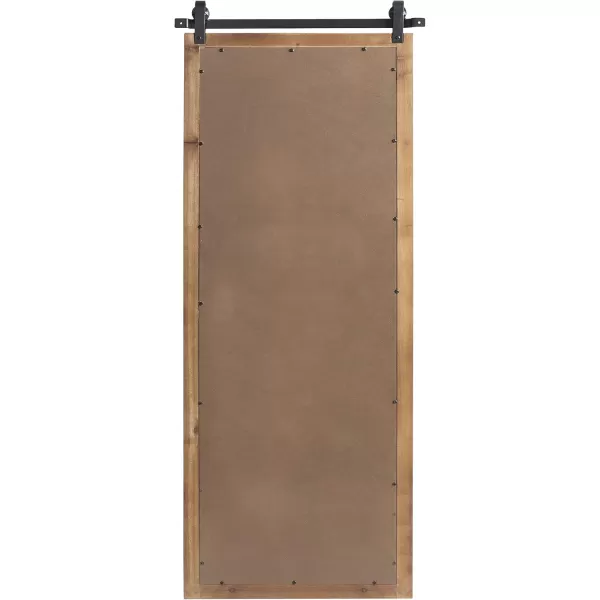 Kate and Laurel Cates Rustic Wall Mirror 22quot x 30quot Coastal White Farmhouse Barn DoorInspired Wall DecorRustic Brown