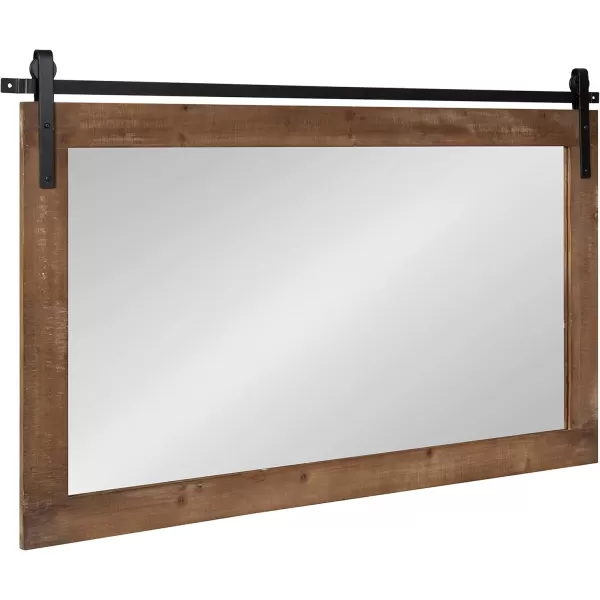 Kate and Laurel Cates Rustic Wall Mirror 22quot x 30quot Coastal White Farmhouse Barn DoorInspired Wall DecorRustic Brown