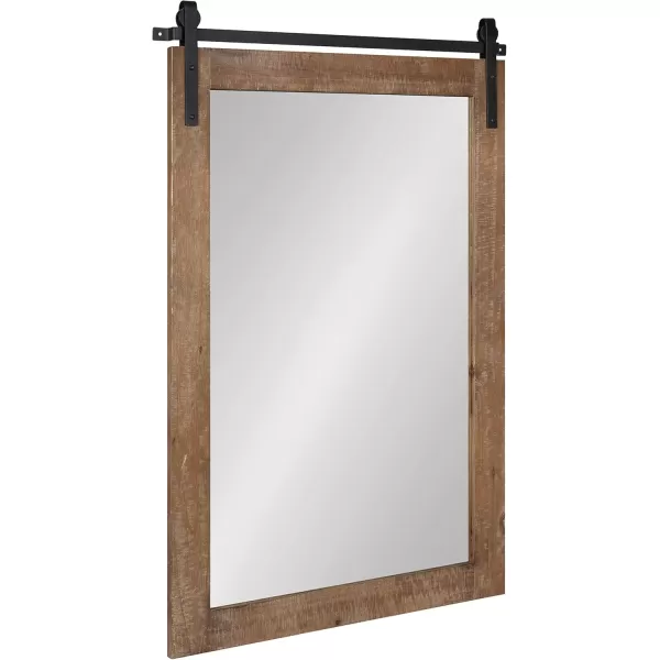 Kate and Laurel Cates Rustic Wall Mirror 22quot x 30quot Coastal White Farmhouse Barn DoorInspired Wall DecorRustic Brown