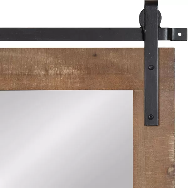 Kate and Laurel Cates Rustic Wall Mirror 22quot x 30quot Coastal White Farmhouse Barn DoorInspired Wall DecorRustic Brown