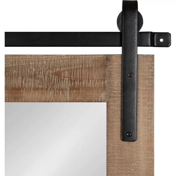 Kate and Laurel Cates Rustic Wall Mirror 22quot x 30quot Coastal White Farmhouse Barn DoorInspired Wall DecorRustic Brown
