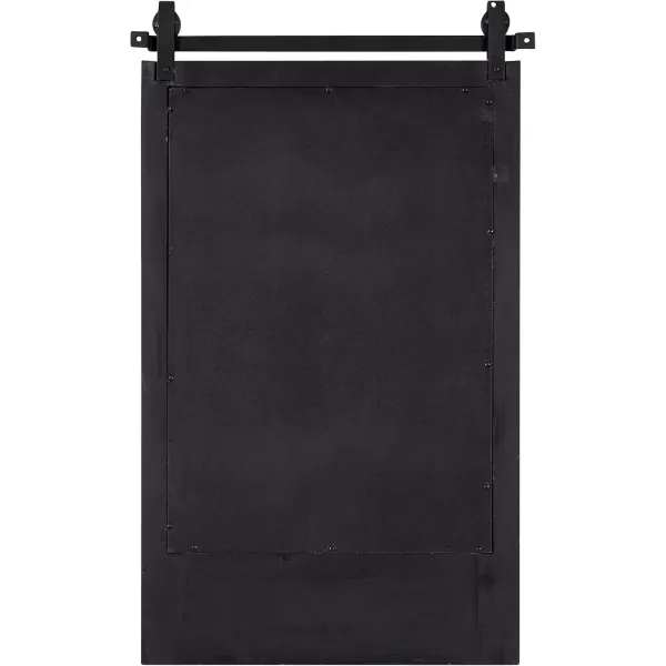 Kate and Laurel Cates Rustic Wall Mirror with Hooks 18 x 28 Black Farmhouse Wall Decor with FunctionBlack