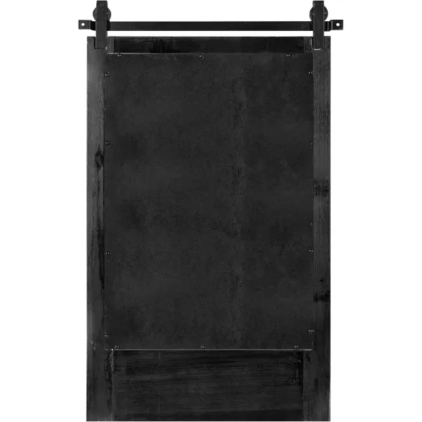 Kate and Laurel Cates Rustic Wall Mirror with Hooks 18 x 28 Black Farmhouse Wall Decor with FunctionGrey