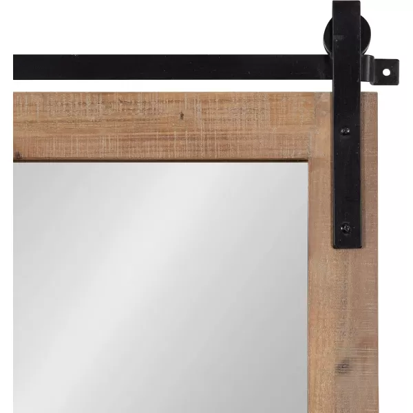 Kate and Laurel Cates Rustic Wall Mirror with Hooks 18 x 28 Black Farmhouse Wall Decor with FunctionRustic Brown