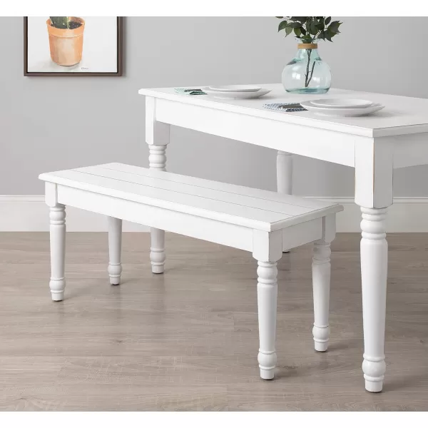 Kate and Laurel Cates Shiplap Barnwood Bench 14quot x 42quot x 19quot Rustic White Versatile Decor Piece Great for Entryway Living Room Kitchen BathroomWhite