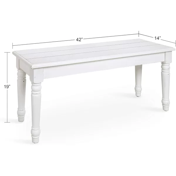 Kate and Laurel Cates Shiplap Barnwood Bench 14quot x 42quot x 19quot Rustic White Versatile Decor Piece Great for Entryway Living Room Kitchen BathroomWhite