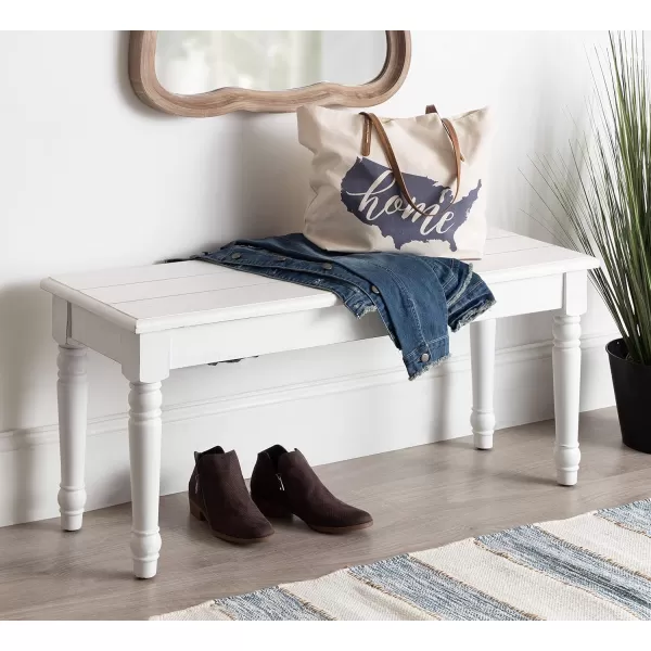 Kate and Laurel Cates Shiplap Barnwood Bench 14quot x 42quot x 19quot Rustic White Versatile Decor Piece Great for Entryway Living Room Kitchen BathroomWhite