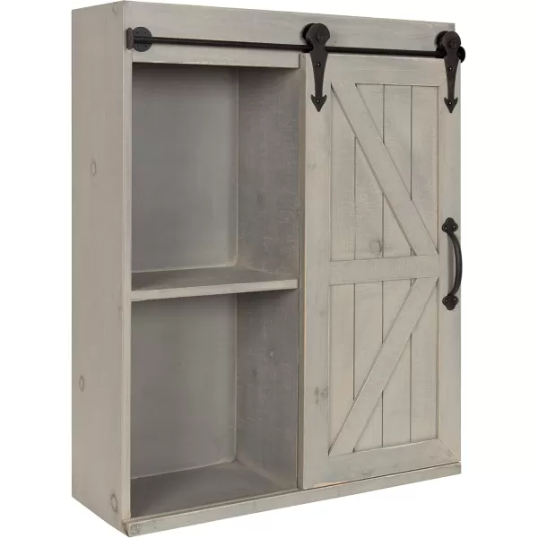 Kate and Laurel Cates Wood Wall Storage Cabinet with Sliding Barn Door FarmhouseStyle Wall Cabinet Ideal for Use as a Bathroom Cabinet Pantry Cabinet Kitchen Cabinet Rustic BrownGrey