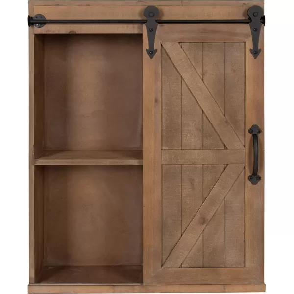 Kate and Laurel Cates Wood Wall Storage Cabinet with Sliding Barn Door FarmhouseStyle Wall Cabinet Ideal for Use as a Bathroom Cabinet Pantry Cabinet Kitchen Cabinet Rustic BrownRustic Brown