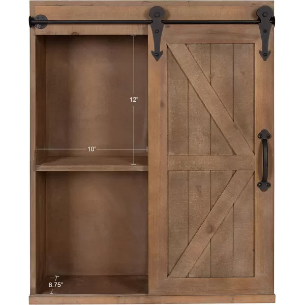 Kate and Laurel Cates Wood Wall Storage Cabinet with Sliding Barn Door FarmhouseStyle Wall Cabinet Ideal for Use as a Bathroom Cabinet Pantry Cabinet Kitchen Cabinet Rustic BrownRustic Brown