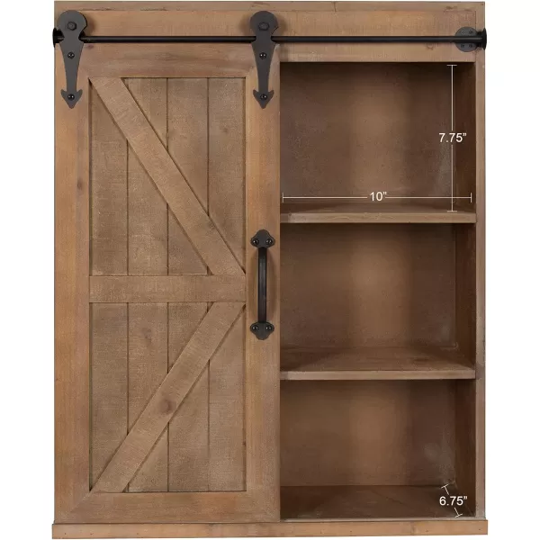 Kate and Laurel Cates Wood Wall Storage Cabinet with Sliding Barn Door FarmhouseStyle Wall Cabinet Ideal for Use as a Bathroom Cabinet Pantry Cabinet Kitchen Cabinet Rustic BrownRustic Brown