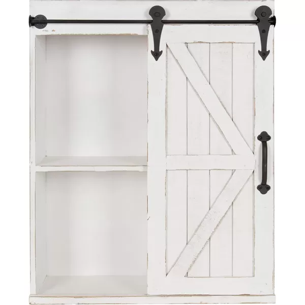 Kate and Laurel Cates Wood Wall Storage Cabinet with Sliding Barn Door FarmhouseStyle Wall Cabinet Ideal for Use as a Bathroom Cabinet Pantry Cabinet Kitchen Cabinet Rustic BrownWhite