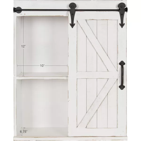 Kate and Laurel Cates Wood Wall Storage Cabinet with Sliding Barn Door FarmhouseStyle Wall Cabinet Ideal for Use as a Bathroom Cabinet Pantry Cabinet Kitchen Cabinet Rustic BrownWhite