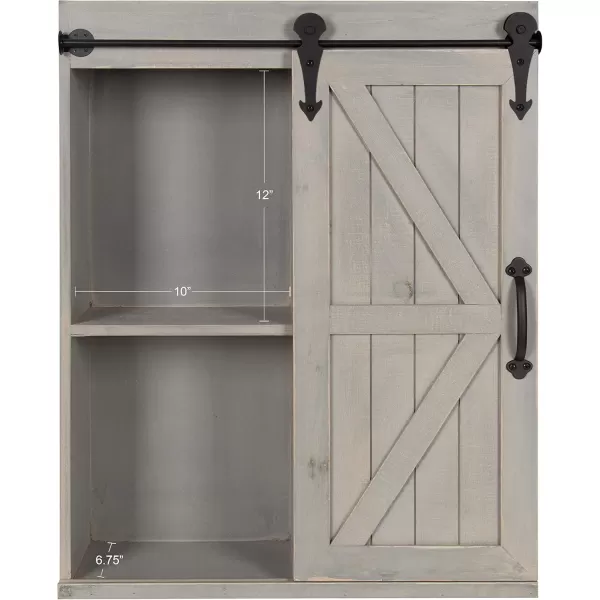 Kate and Laurel Cates Wood Wall Storage Cabinet with Sliding Barn Door FarmhouseStyle Wall Cabinet Ideal for Use as a Bathroom Cabinet Pantry Cabinet Kitchen Cabinet Rustic BrownGrey