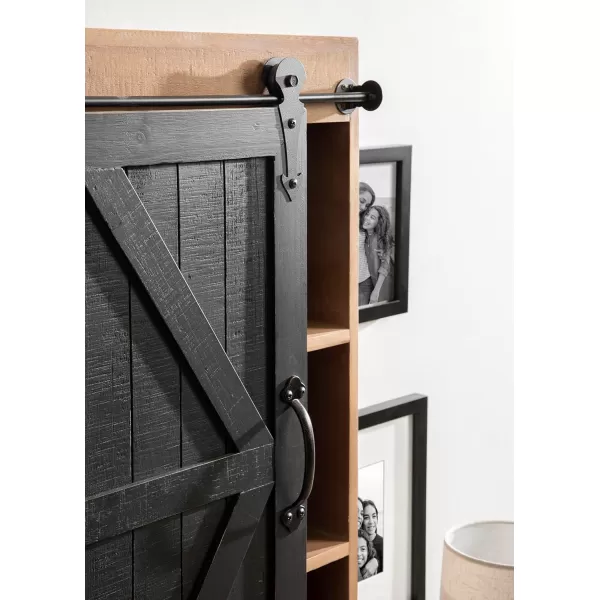 Kate and Laurel Cates Wood Wall Storage Cabinet with Sliding Barn Door FarmhouseStyle Wall Cabinet Ideal for Use as a Bathroom Cabinet Pantry Cabinet Kitchen Cabinet Rustic BrownBlackRustic Brown