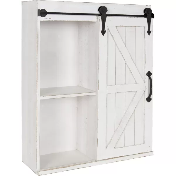 Kate and Laurel Cates Wood Wall Storage Cabinet with Sliding Barn Door FarmhouseStyle Wall Cabinet Ideal for Use as a Bathroom Cabinet Pantry Cabinet Kitchen Cabinet Rustic BrownWhite