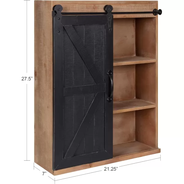 Kate and Laurel Cates Wood Wall Storage Cabinet with Sliding Barn Door FarmhouseStyle Wall Cabinet Ideal for Use as a Bathroom Cabinet Pantry Cabinet Kitchen Cabinet Rustic BrownBlackRustic Brown