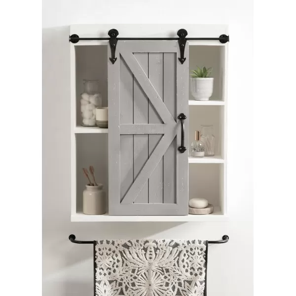 Kate and Laurel Cates Wood Wall Storage Cabinet with Sliding Barn Door FarmhouseStyle Wall Cabinet Ideal for Use as a Bathroom Cabinet Pantry Cabinet Kitchen Cabinet Rustic BrownWhiteGray