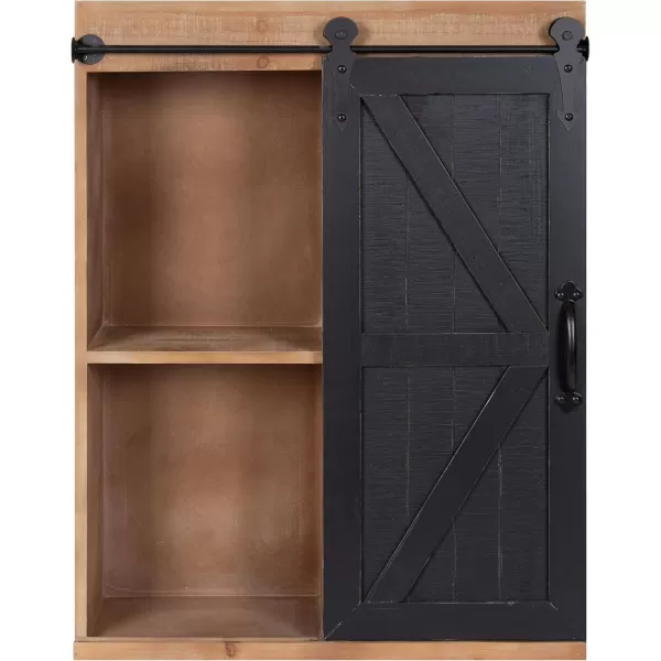 Kate and Laurel Cates Wood Wall Storage Cabinet with Sliding Barn Door FarmhouseStyle Wall Cabinet Ideal for Use as a Bathroom Cabinet Pantry Cabinet Kitchen Cabinet Rustic BrownBlackRustic Brown