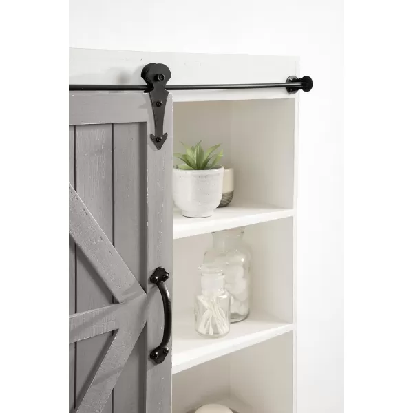 Kate and Laurel Cates Wood Wall Storage Cabinet with Sliding Barn Door FarmhouseStyle Wall Cabinet Ideal for Use as a Bathroom Cabinet Pantry Cabinet Kitchen Cabinet Rustic BrownWhiteGray