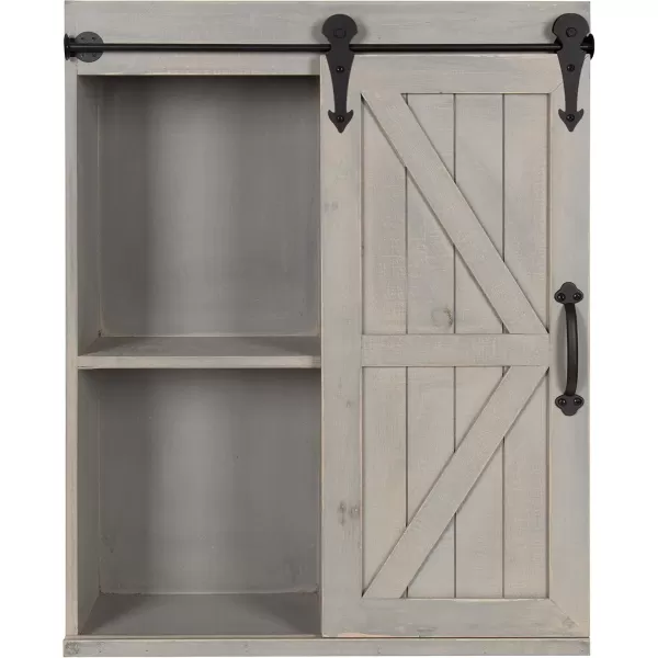 Kate and Laurel Cates Wood Wall Storage Cabinet with Sliding Barn Door FarmhouseStyle Wall Cabinet Ideal for Use as a Bathroom Cabinet Pantry Cabinet Kitchen Cabinet Rustic BrownGrey