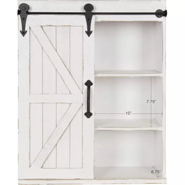 Kate and Laurel Cates Wood Wall Storage Cabinet with Sliding Barn Door FarmhouseStyle Wall Cabinet Ideal for Use as a Bathroom Cabinet Pantry Cabinet Kitchen Cabinet Rustic BrownWhite