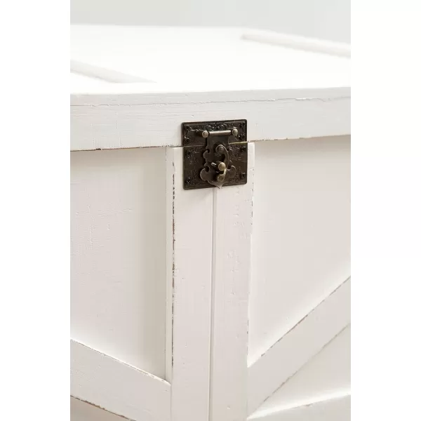 Kate and Laurel Cates Wooden Coffee Table with Trunk Storage 35 x 19 x 18 White and Black Rustic Farmhouse Living Room Chest Table with Barn DoorInspired Styling