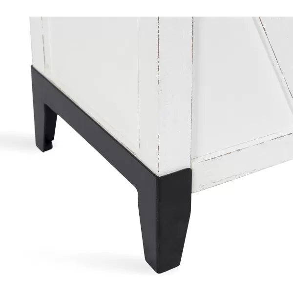 Kate and Laurel Cates Wooden Coffee Table with Trunk Storage 35 x 19 x 18 White and Black Rustic Farmhouse Living Room Chest Table with Barn DoorInspired Styling