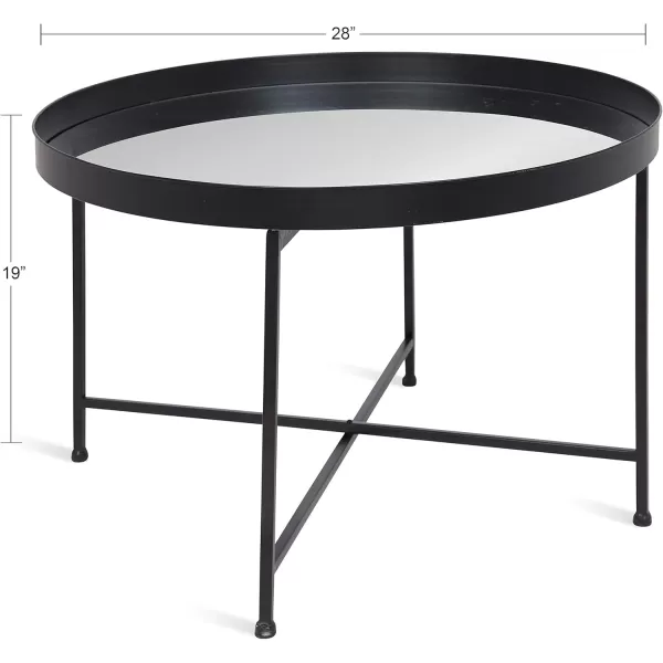 Kate and Laurel Celia Metal Foldable Round Accent Coffee Table 2825quot x 2825quot x 19quot Mirrored Surface and Gold Frame Modern Minimalist Design and Detachable Magnetic TabletopBlack