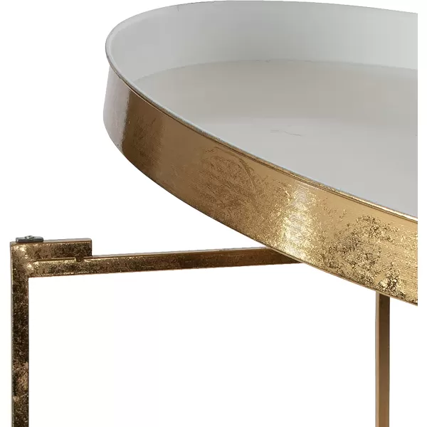 Kate and Laurel Celia Metal Foldable Round Accent Coffee Table 2825quot x 2825quot x 19quot Mirrored Surface and Gold Frame Modern Minimalist Design and Detachable Magnetic TabletopWhiteGold