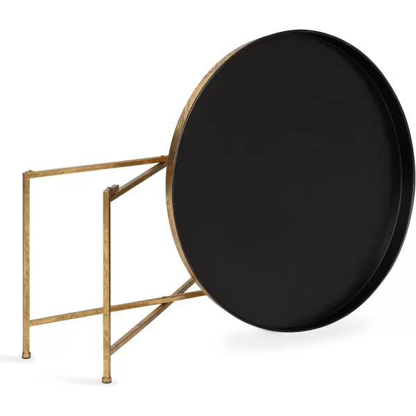 Kate and Laurel Celia Metal Foldable Round Accent Coffee Table 2825quot x 2825quot x 19quot Mirrored Surface and Gold Frame Modern Minimalist Design and Detachable Magnetic TabletopBlackGold
