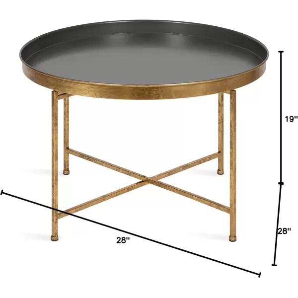 Kate and Laurel Celia Metal Foldable Round Accent Coffee Table 2825quot x 2825quot x 19quot Mirrored Surface and Gold Frame Modern Minimalist Design and Detachable Magnetic TabletopGrayGold