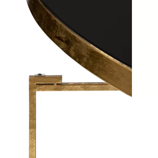 Kate and Laurel Celia Metal Foldable Round Accent Coffee Table 2825quot x 2825quot x 19quot Mirrored Surface and Gold Frame Modern Minimalist Design and Detachable Magnetic TabletopBlackGold